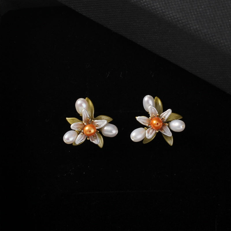 Orange Blossom Pearl Earrings For Women With A High-end Feel