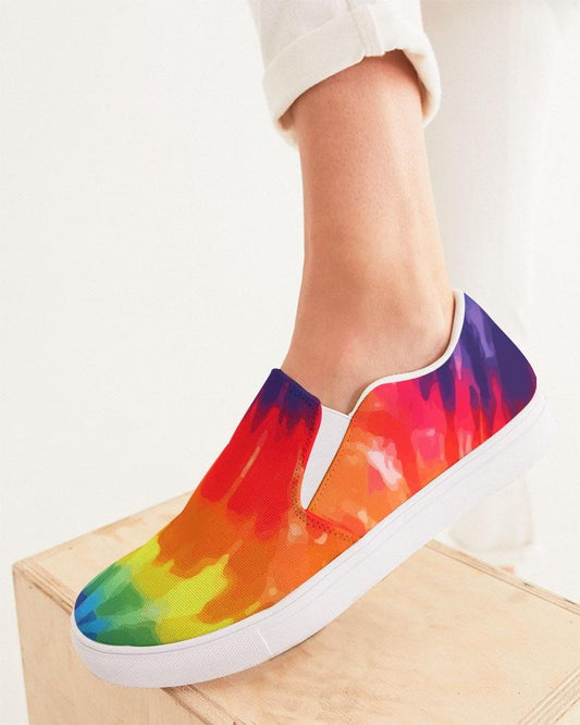 Womens Sneakers - Peace & Love Tie-dye Style Low Top Slip-on Canvas