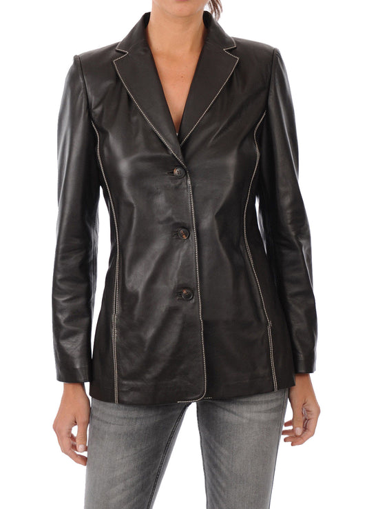 Leathers Women's Real Lambskin Leather Blazer BW013