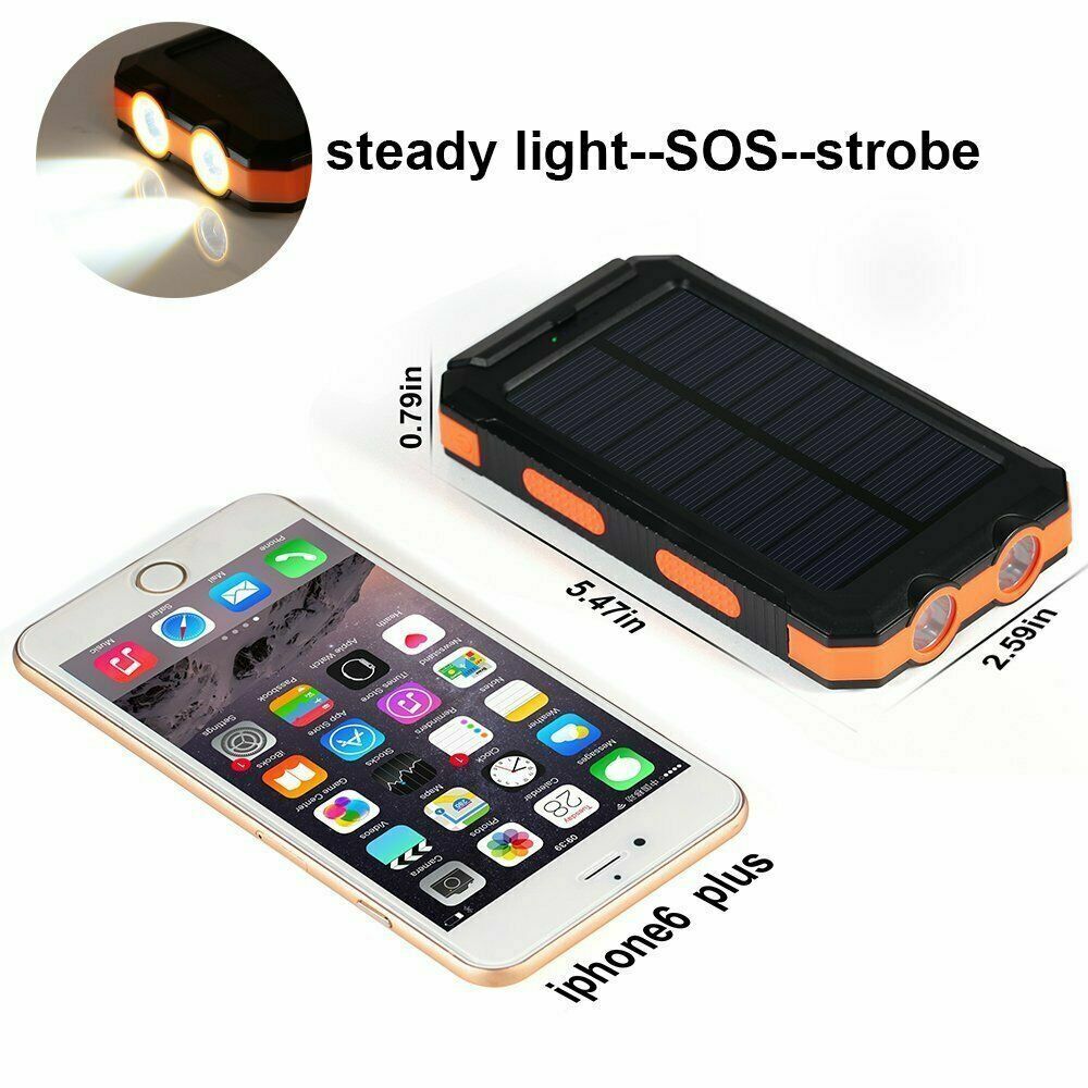 Super Powerful USB Portable Charger Solar Power Ban Waterproof LED