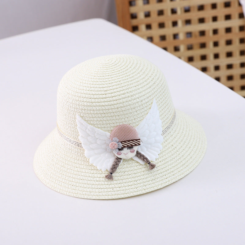 Children's straw hat bag set