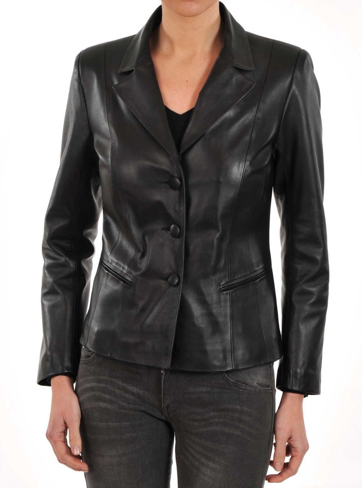 Leathers Women's Real Lambskin Leather Blazer BW019