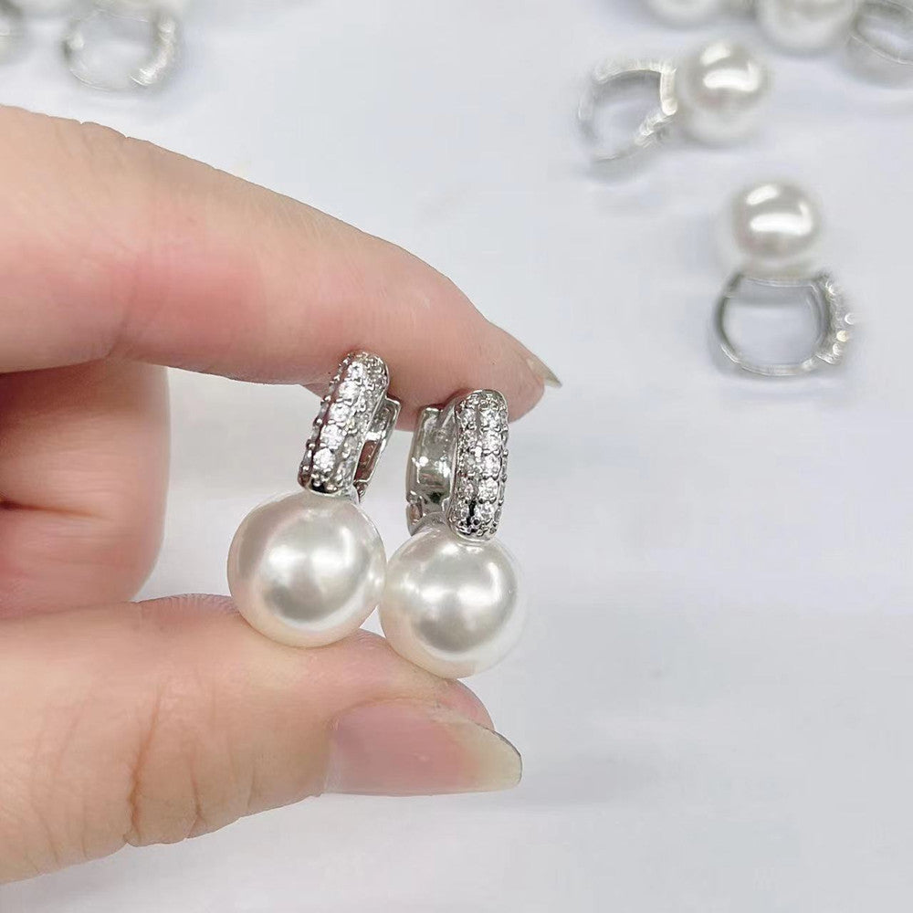 Women's Pearl Hoop Earrings