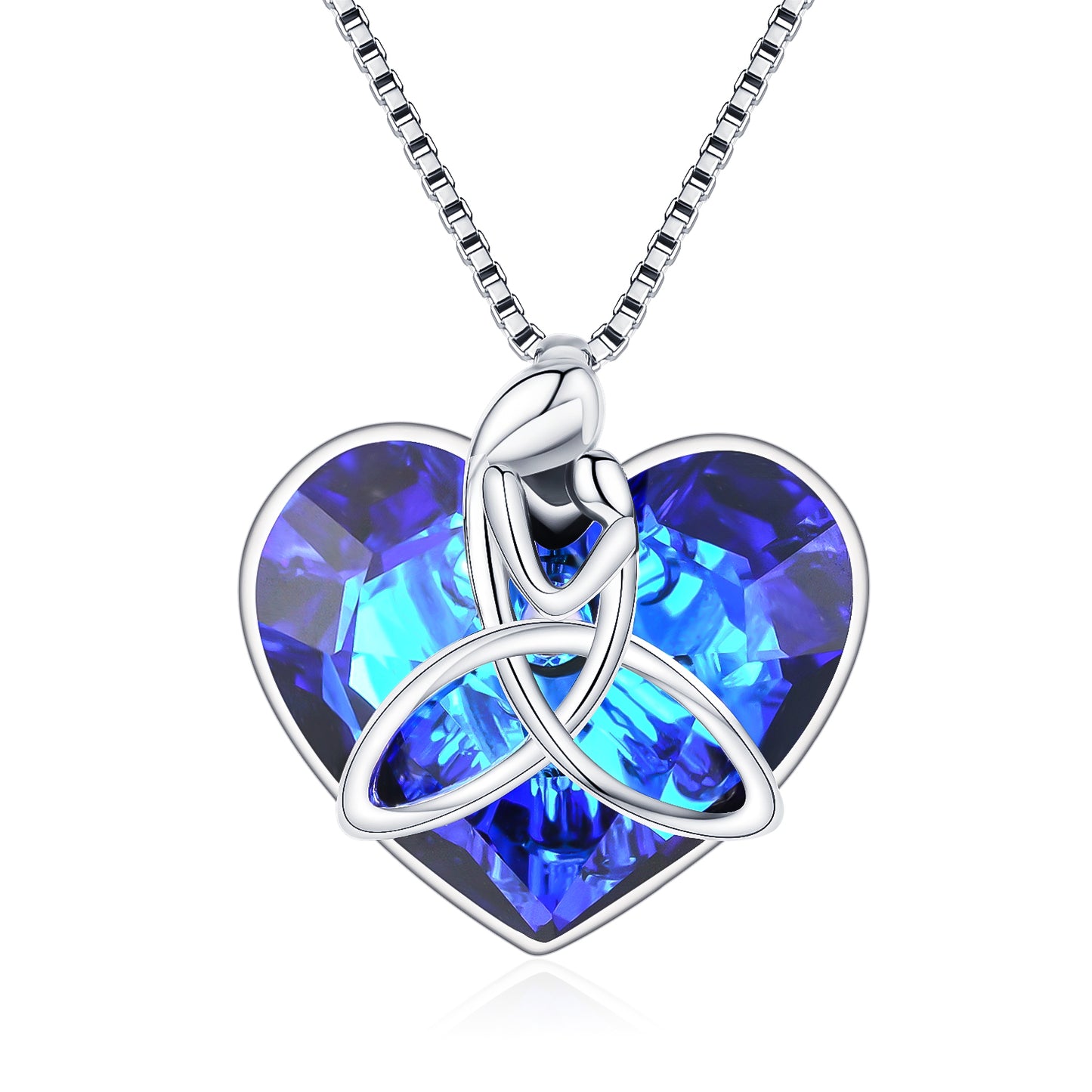 Sterling Silver Irish Celtic Knot Love Heart Pendant With Crystal Mother Jewelry