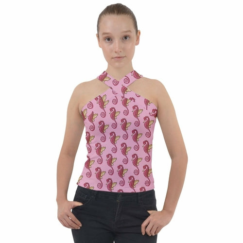 Oriental Pattern Cross Neck Velour Top