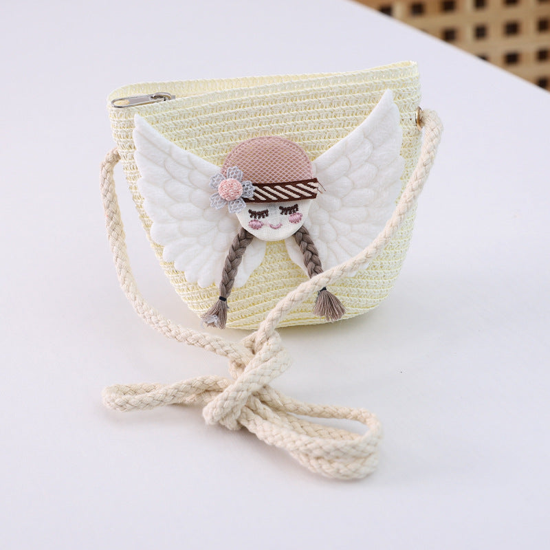 Children's straw hat bag set