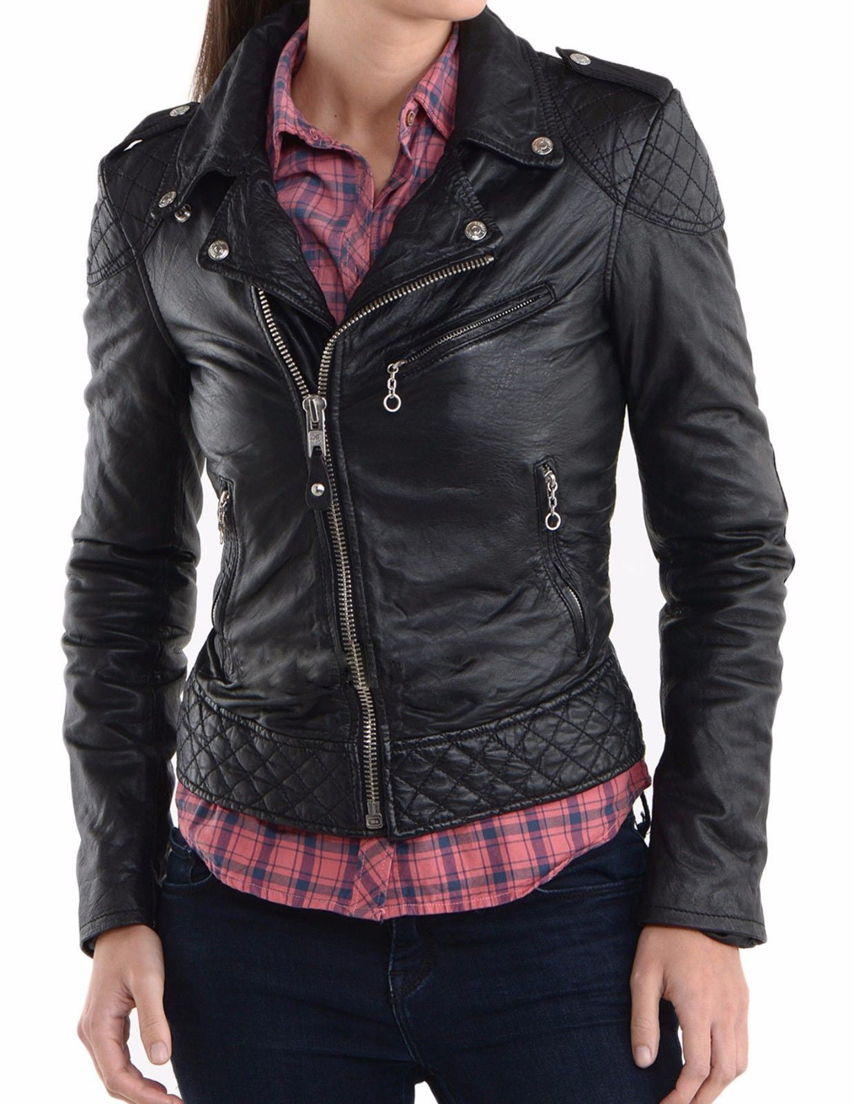 Women Real Lambskin Leather Jacket KW005