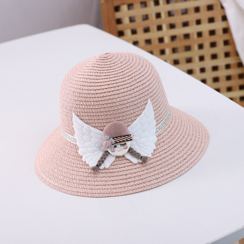 Children's straw hat bag set