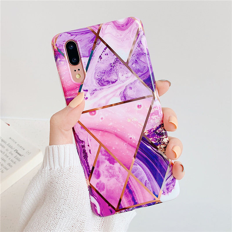 Electroplating geometric phone case