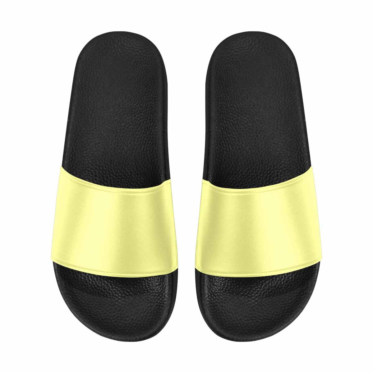 Mens Slide Sandals,   Pastel Yellow Flip Flops