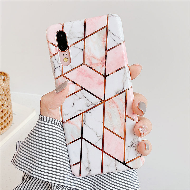 Electroplating geometric phone case