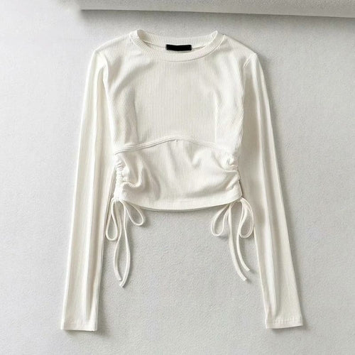 Elegant Ribbed Knitted Long Sleeve T-shirt