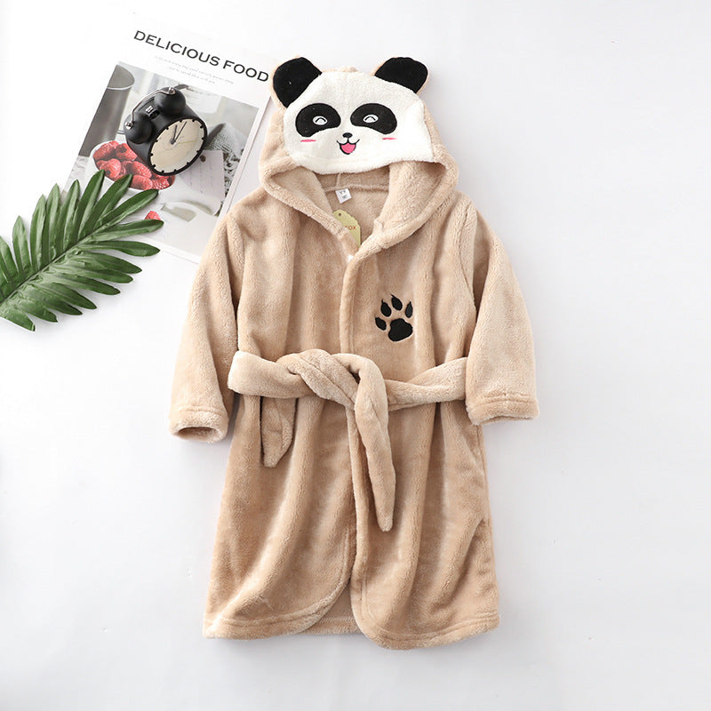 Flannel lace hooded bathrobe