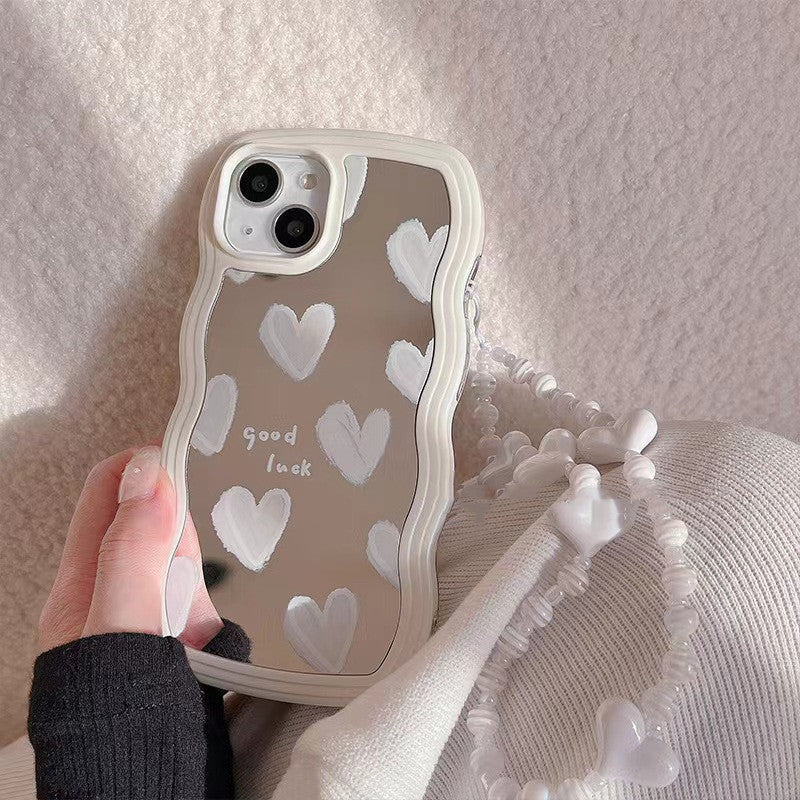 Twisted Edge Mirror White Love Mobile Phone Case Wave