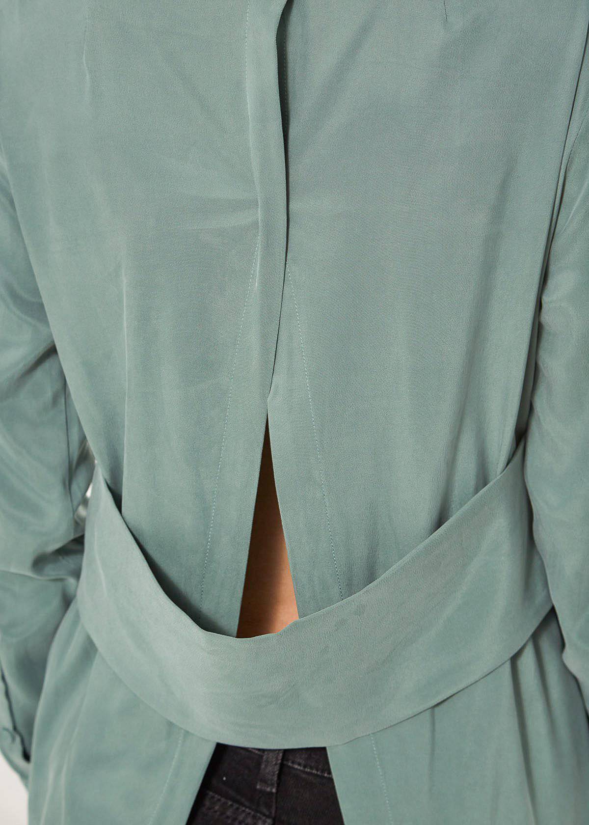 Women's Button Up Open Back Blouse In Sage