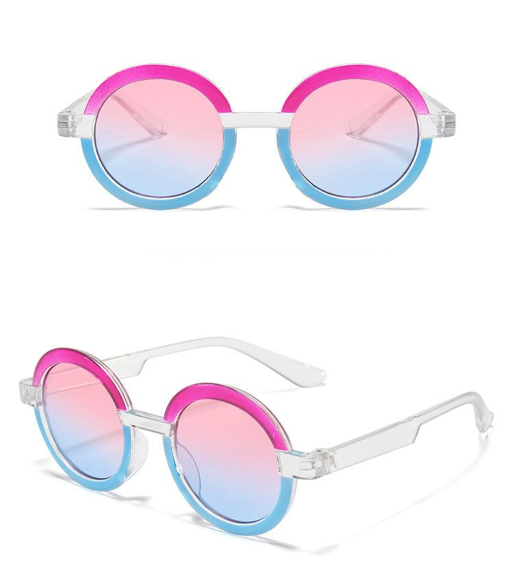 Round Frame Sunglasses Retro Stitching Contrast Sunglasses