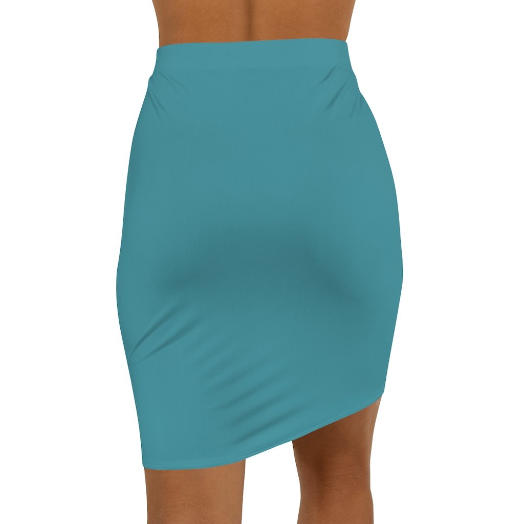 Womens Pencil Skirt, Aqua Green Stretch Mini