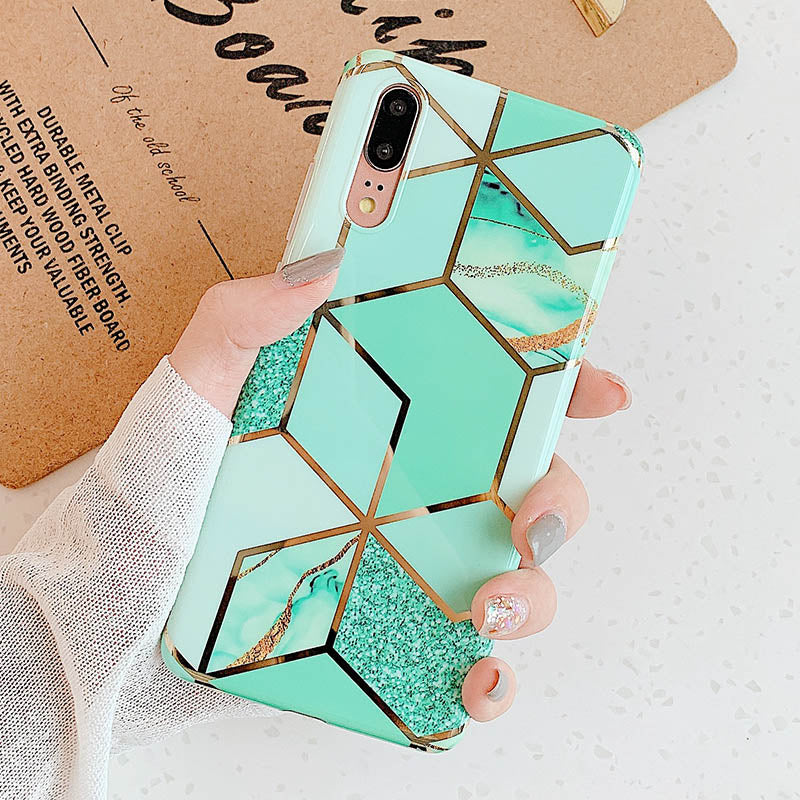 Electroplating geometric phone case