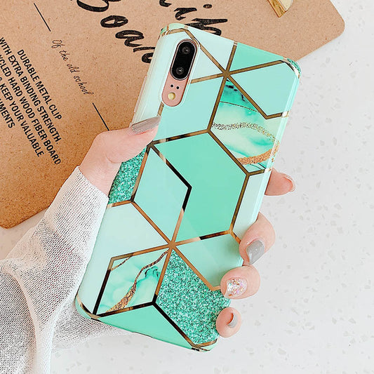 Electroplating geometric phone case