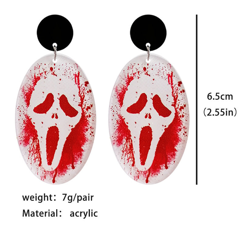 Horror Blood Halloween Earrings Moth Balloon Card Skull Earrings