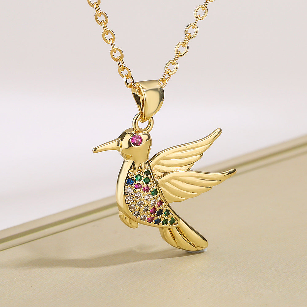 Niche Personality Bird Pendant Necklace Copper Plating 18K Gold