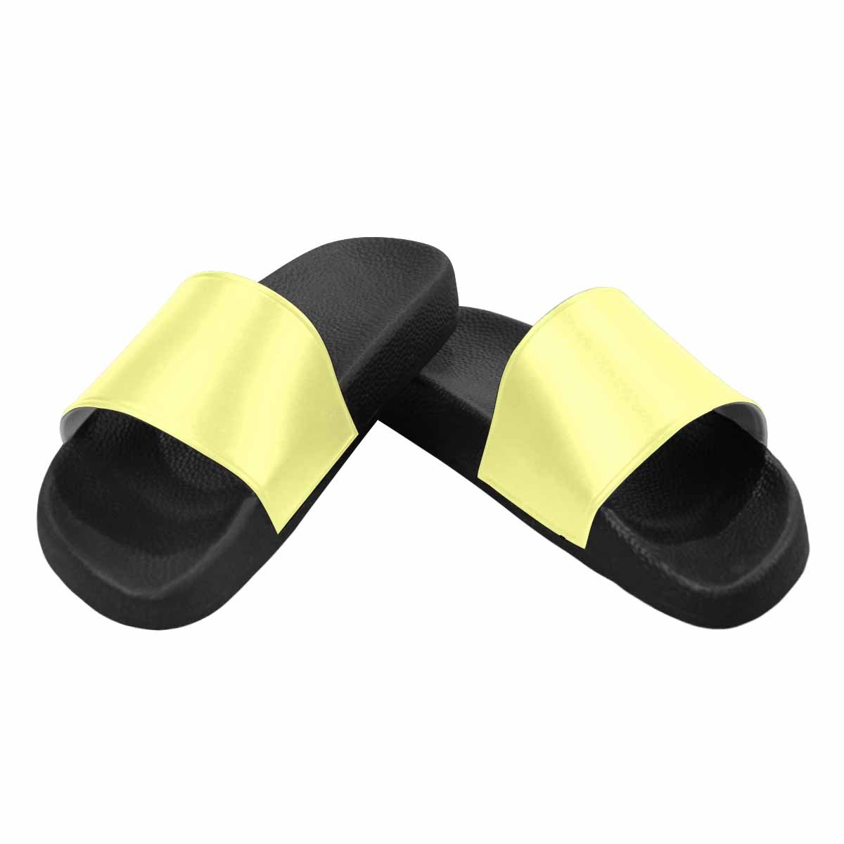 Mens Slide Sandals,   Pastel Yellow Flip Flops