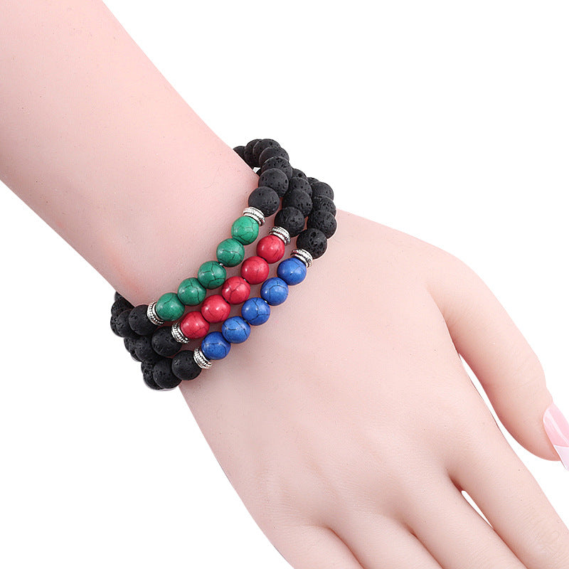 Volcanic Rock Colorful Turquoise Bracelet