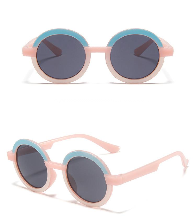 Round Frame Sunglasses Retro Stitching Contrast Sunglasses