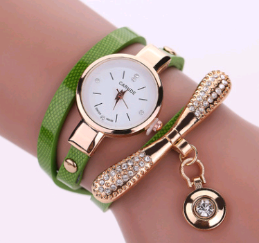 Thin belt fashion ladies watch Casual three-ring winding bracelet watch Women's fashion quartz watch