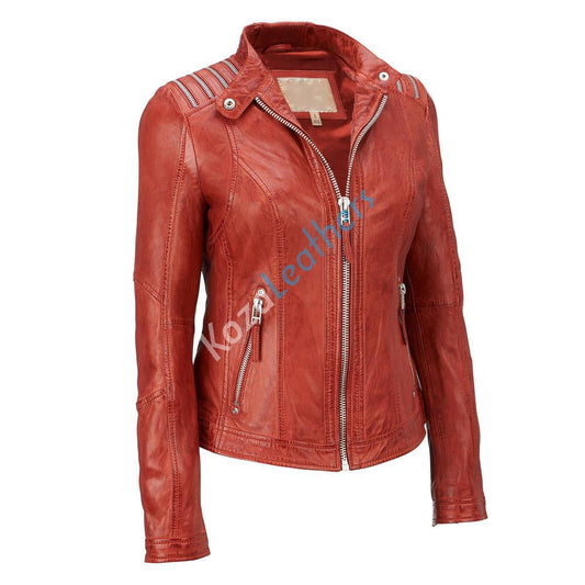 Leathers Women's Real Lambskin Leather Bomber Jacket KW181