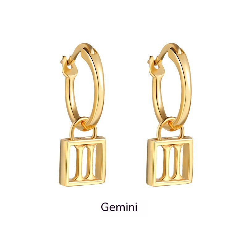 Women's Fashionable Retro Temperament Twelve Constellation Earrings