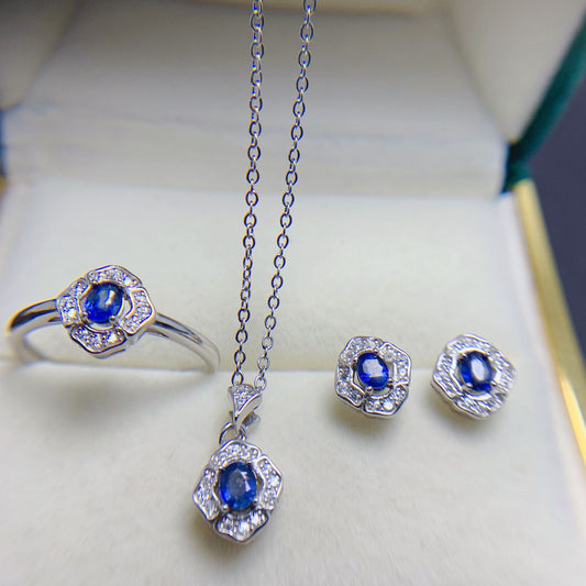 Lankan Sapphire Jewelry Set