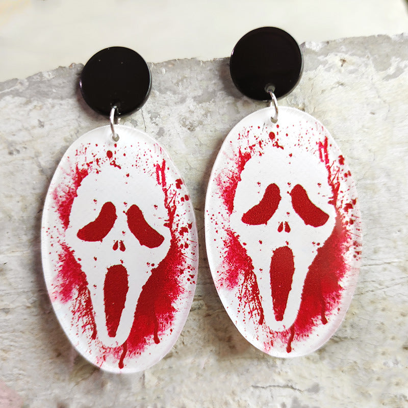 Horror Blood Halloween Earrings Moth Balloon Card Skull Earrings