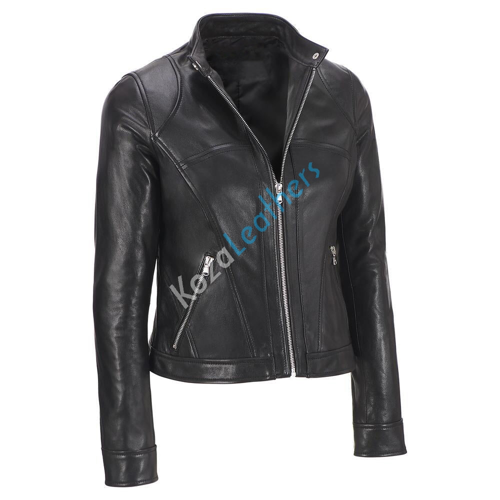 Leathers Women's Real Lambskin Leather Bomber Jacket KW145