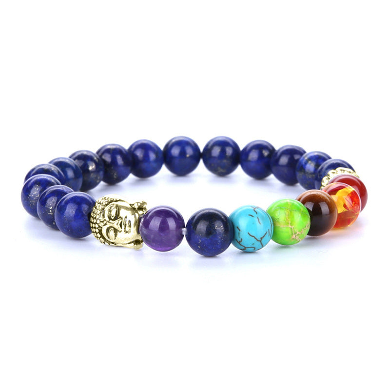 Natural Lava Stone 7 Color Amethyst Tiger Eye Bracelet