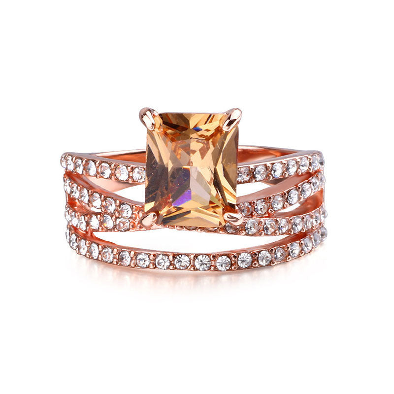 Women's Simple Rhinestone Square Ring