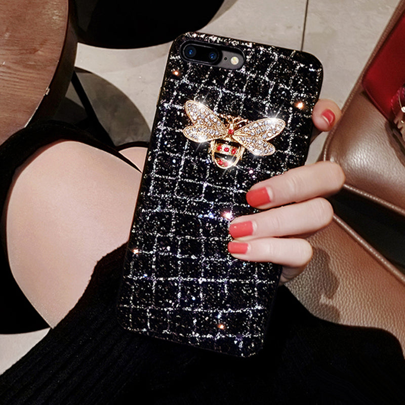 Glitter bee phone case