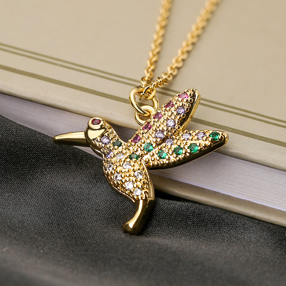 Niche Personality Bird Pendant Necklace Copper Plating 18K Gold