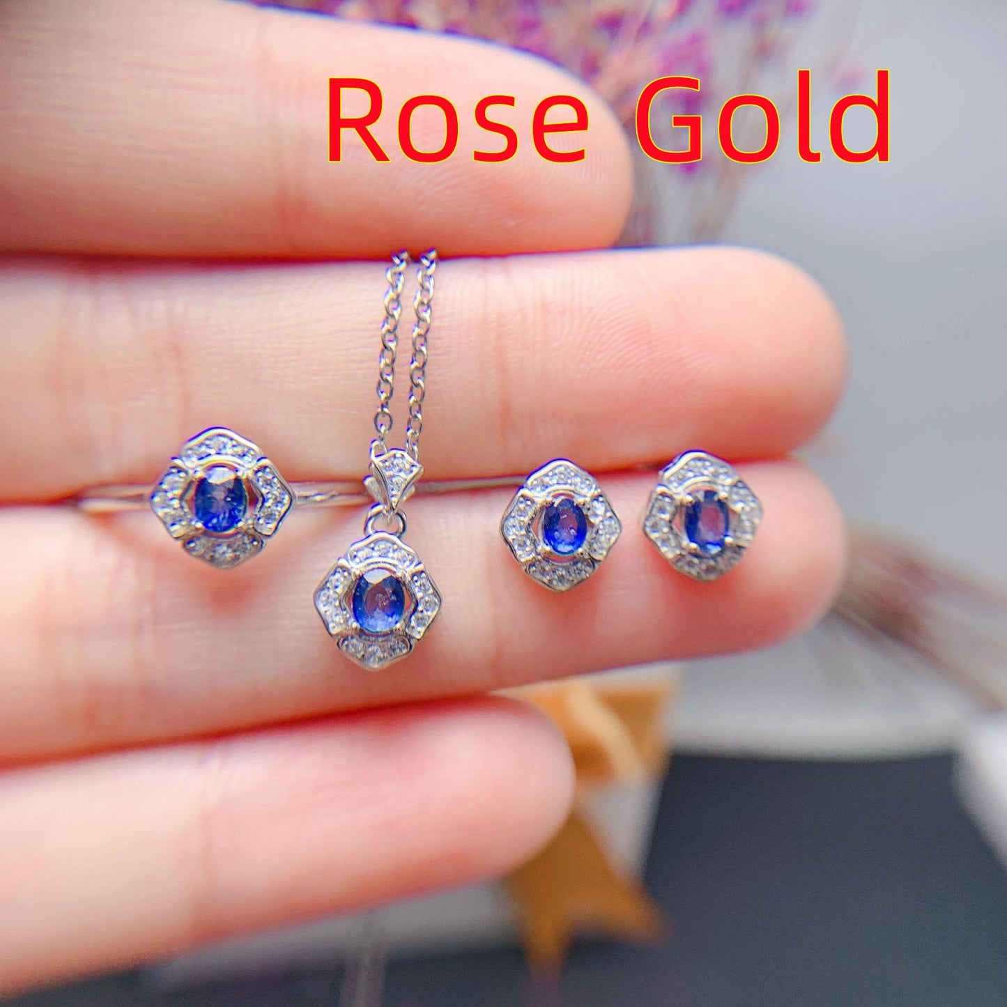 Lankan Sapphire Jewelry Set