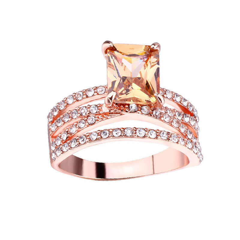 Women's Simple Rhinestone Square Ring