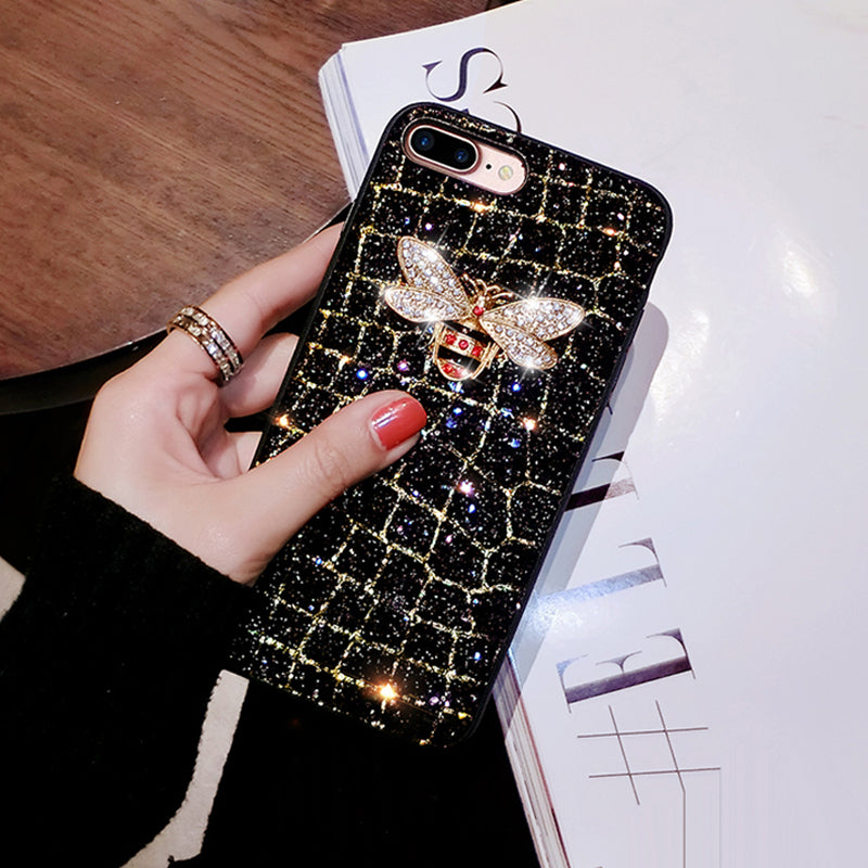 Glitter bee phone case