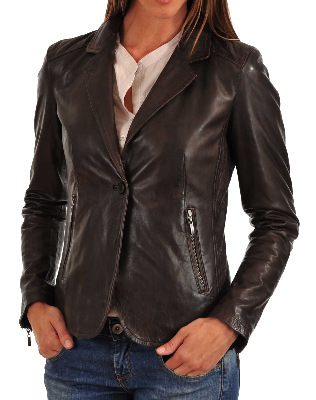 Leathers Women's Real Lambskin Leather Blazer BW002