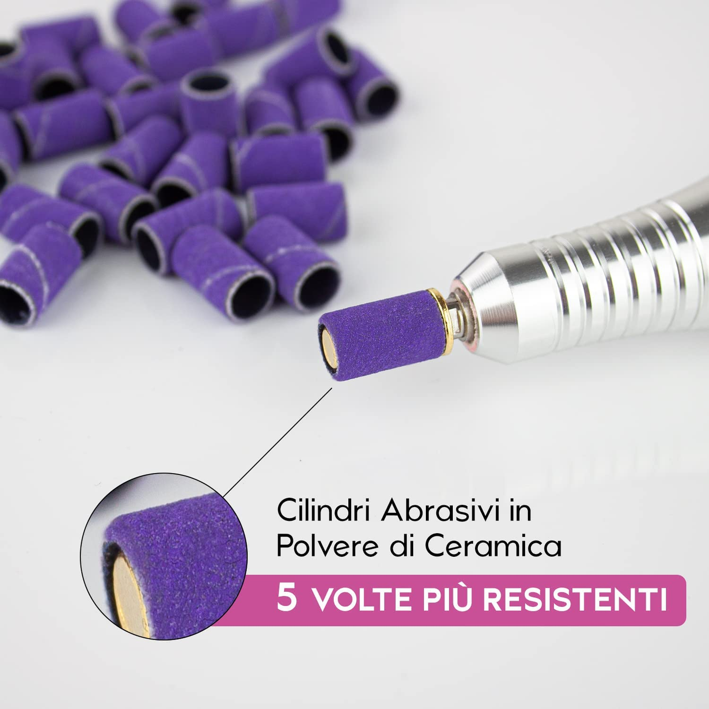 Cilindri Abrasivi Fresa Unghie in Ceramica Ultra Resistenti 25 Pz. -