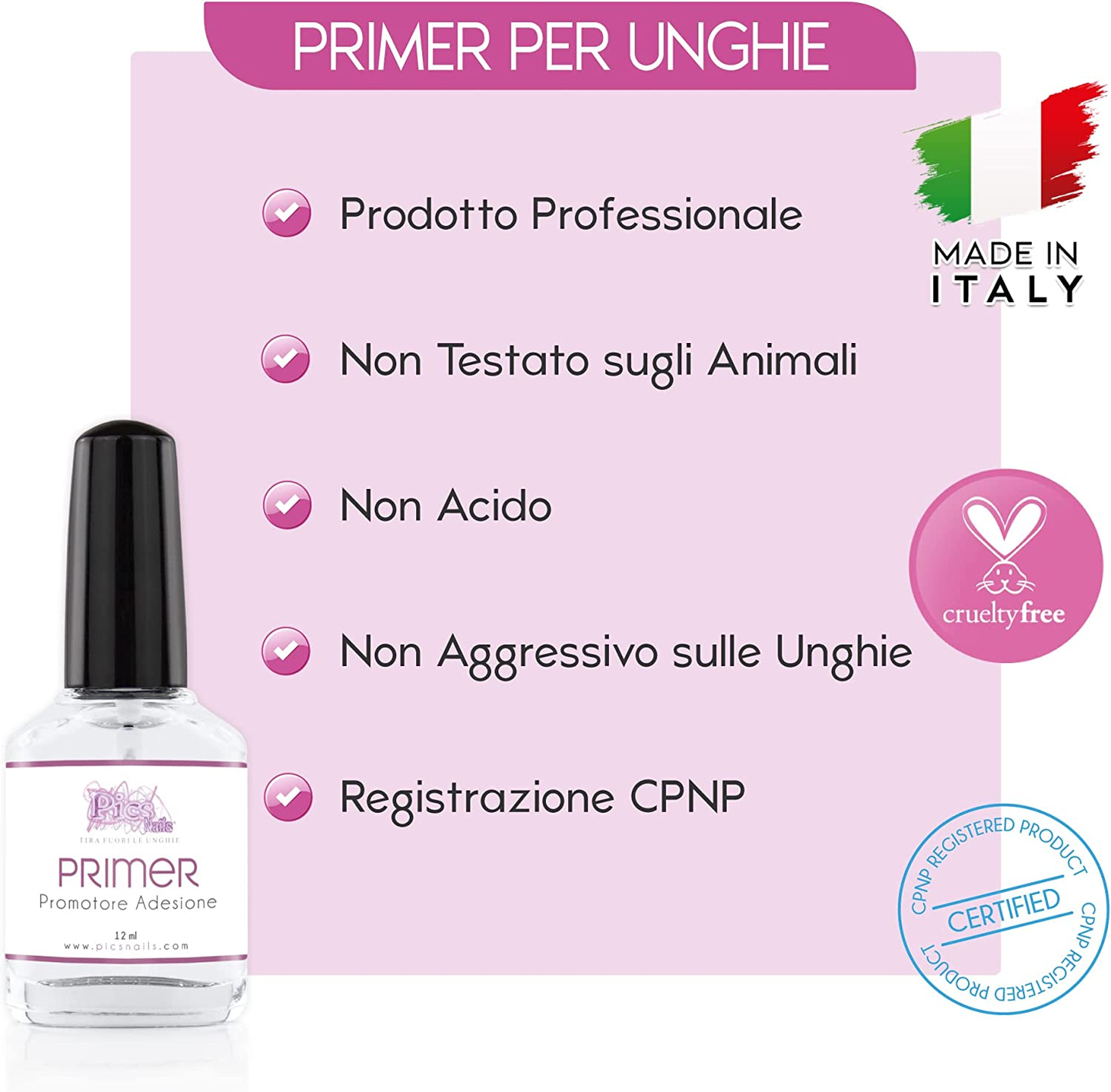 Primer Unghie Gel Non Acido Professionale 12 ml