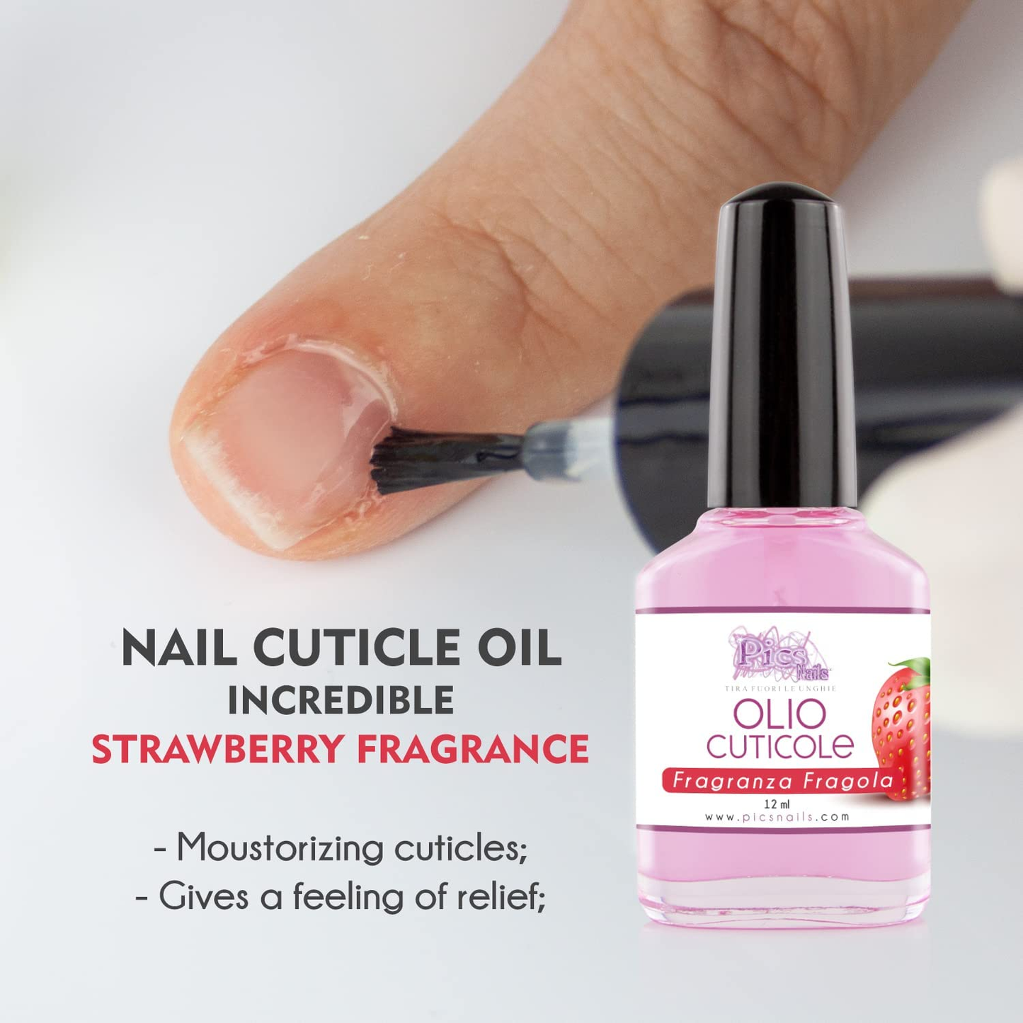 Olio Cuticole Unghie per Mani E Piedi Professionale Fragola 12 ml