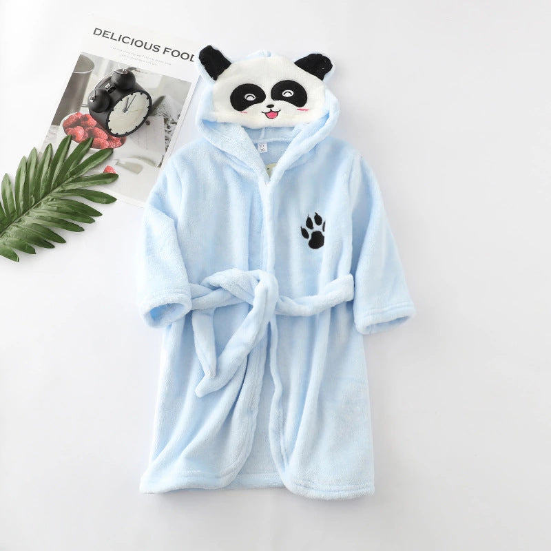 Flannel lace hooded bathrobe