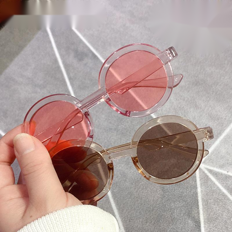 Round Frame Sunglasses Retro Stitching Contrast Sunglasses