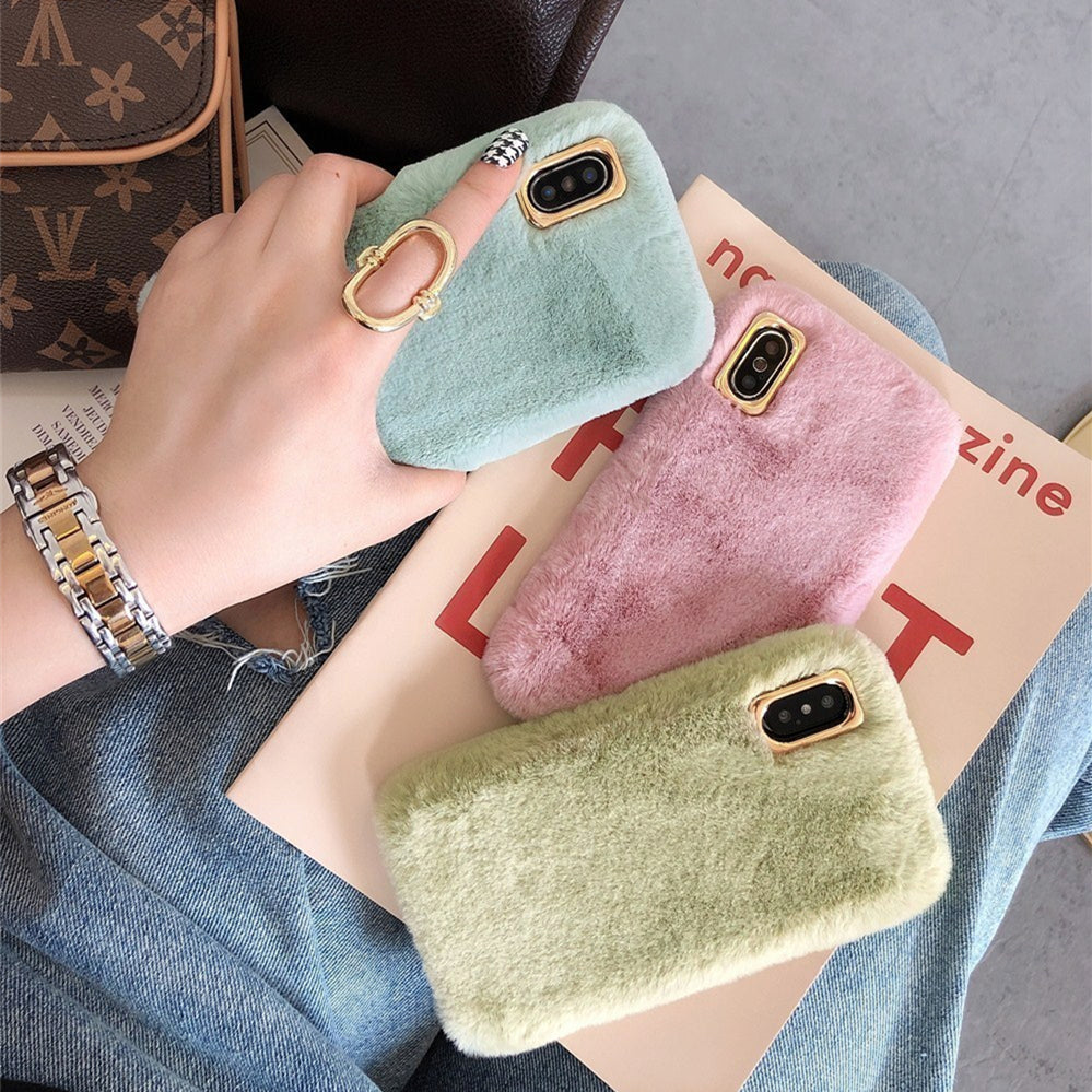 Rabbit plush phone case