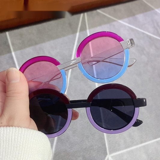 Round Frame Sunglasses Retro Stitching Contrast Sunglasses