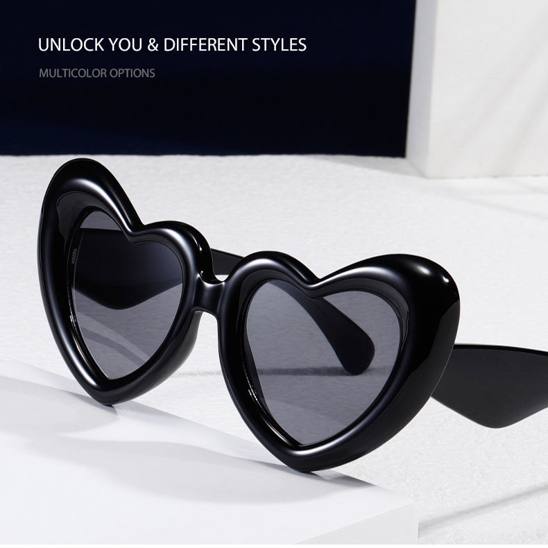 Heart Shape Sunglasses Thick Frame Love Glasses Summer